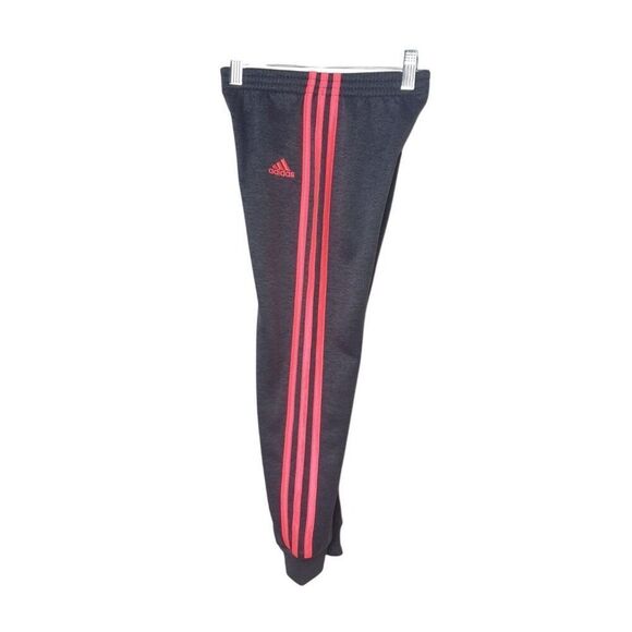 Adidas Girls Joggers 6X 3 Stripes Sporty Grey/Pink Sweatpants Activewear - Picture 2 of 5